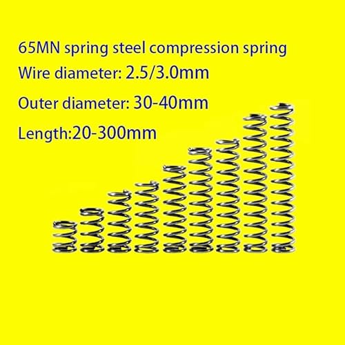 1/5 Stück 65 MN starker Federstahl, Druckkompressionsfeder, Stoßdämpfung, Rückholfeder, Durchmesser 2,5 mm(70mm (5Pcs),34mm 2.5mm) von FonFou