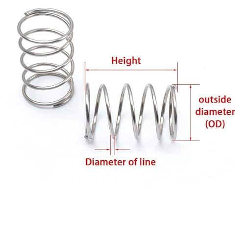 10 Stück 304 Edelstahl Druckfeder, Rückstellfeder, Stahldraht Durchmesser 0,2 mm Außendurchmesser 1,5~3 mm(30mm(10PCS),2MM) von FonFou