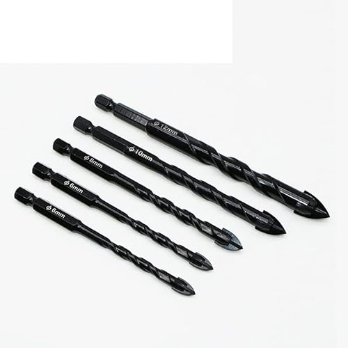 3~12mm Best Cross Hex Tile Drill Bits Set for Glass Ceramic Beton Hole Opener Brick Hard Alloy Triangle Bit Tools(Black 6 6 8 10 12mm) von FonFou