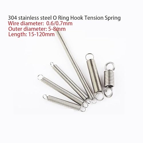 5/10 Stück 304 Edelstahl O-Ring Haken Spule Zylindroid Helical Pullback Verlängerung Zugfeder Stahldraht Durchmesser 0,6 mm(100mm (5Pcs),7mm 0.6mm) von FonFou