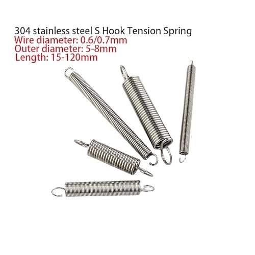 5/10 Stück 304 Edelstahl S-Haken-Spannungszylindroid Spiralspule Rückzugsverlängerung Zugfederdrahtdurchmesser 0,6 mm(25mm (10Pcs),7mm 0.6mm) von FonFou