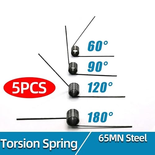 5 Stück Drahtdurchmesser 2,5 mm 65 Mn Stahl V-förmige Torsionsfeder Torsions-Torsionsfederklemme 120 180 Grad Feder(7.5mm(3 laps),14mm(5pcs) 120) von FonFou