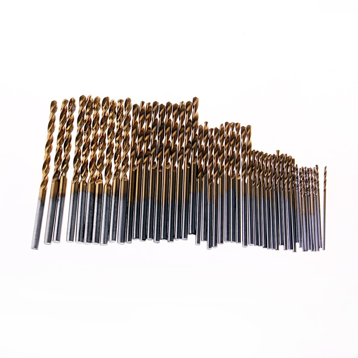 FonFou 10/50 STÜCKE 1/1,5/2,0/2,5/3mm HSS-Bohrer-Set Titanbeschichteter Spiralbohrer aus hochwertigem Stahl for die Holzbearbeitung von Kunststoff und Aluminium(1-3mm 50pcs) von FonFou