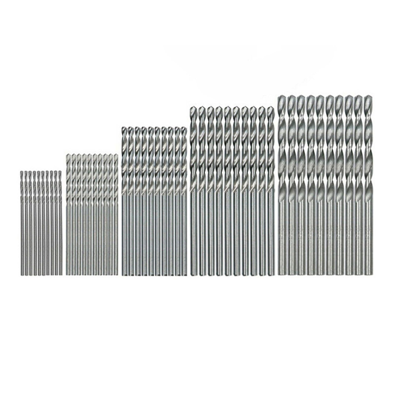 FonFou 50 Stück 1/1,5/2/2,5/3 mm titanbeschichtete Bohrer HSS-Schnellarbeitsstahl-Bohrer-Set Elektrowerkzeug for die Holzbearbeitung von Aluminium-Kunststoff(50Pcs Silver) von FonFou