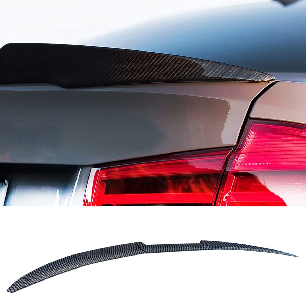 Auto Heckscheibe Spoiler für Mercedes-Benz W205 C Class C180 C200 C250 C63 2015 2016 2017 PVC-Material Ohne Perforation Deckel Spoiler Flügel Einbau Heckflügel Dekoration,Carbon Fiber Style von ForGue