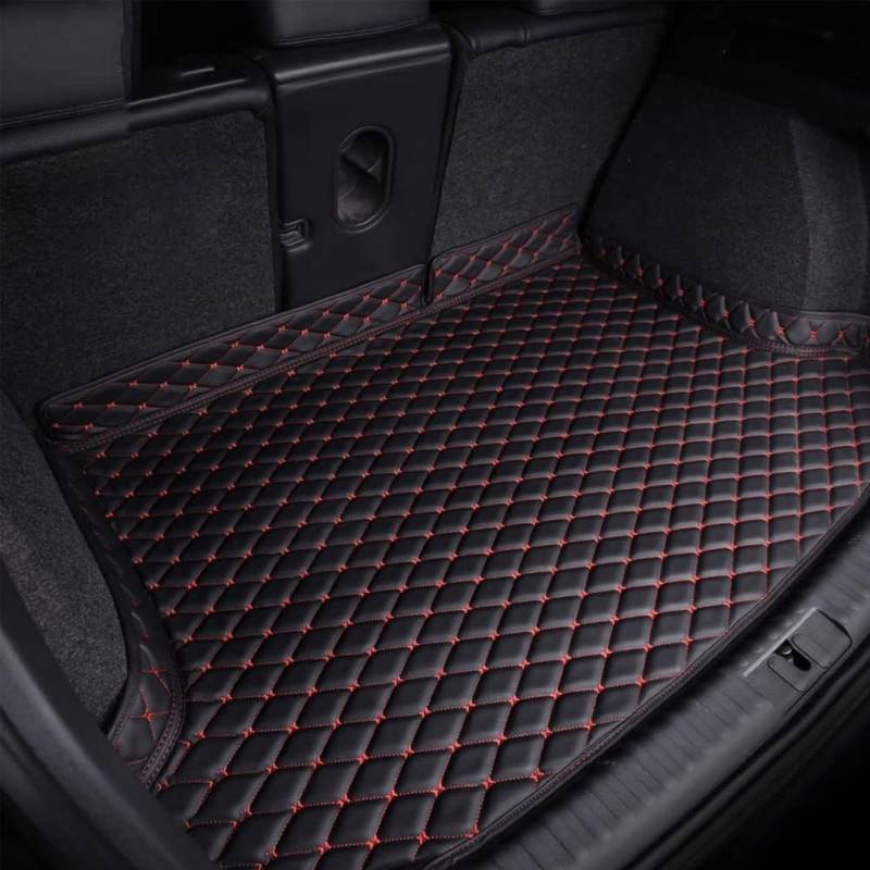 Auto Leder Kofferraummatten Cargo Liner für Hyundai Kona 2018-2023, All Weather Kofferraumwanne Schutzmatten Kratzfeste Teppich Mat,C/Black~red von ForGue