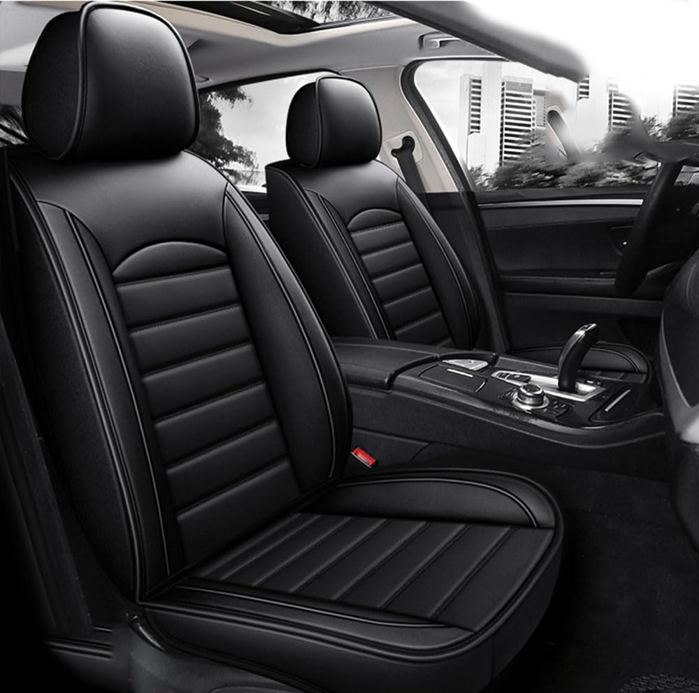 Auto Leder Sitzbezügesets für Ford Ranger 2015-2023 Luxus Wasserdicht Verschleißfest Innenraum Schonbezüge sitzschoner Auto Accessories, Black Style von ForGue