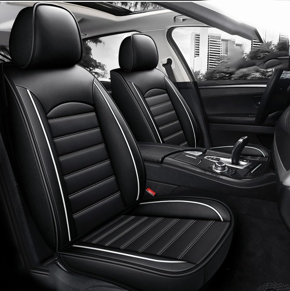 ForGue Auto Leder Sitzbezügesets für Hyundai Ioniq 5 2021 2022 2023 Luxus Wasserdicht Verschleißfest Innenraum Schonbezüge sitzschoner Auto Accessories, Black and White von ForGue