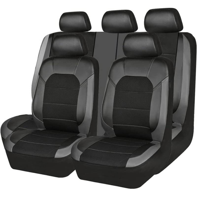 ForGue Auto PU Leder Sitzbezügesets für Mercedes Benz B-Klasse B180 B200 B250 Luxus Verschleißfest Innenraum Schonbezüge sitzschoner Auto Accessories, Black and Grey von ForGue