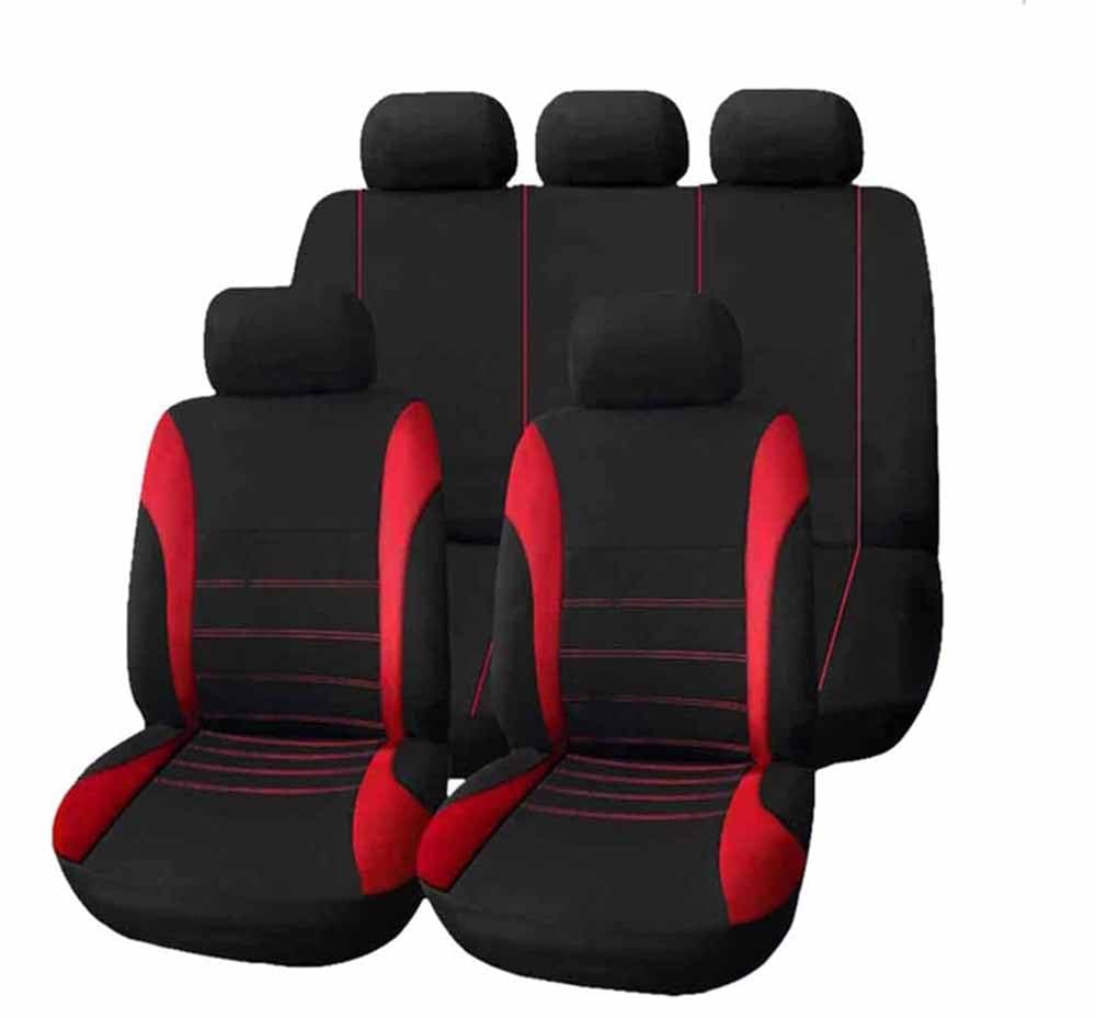 ForGue Auto Sitzbezüge Stoff Set für Mitsubishi Space Star 2.GEN 2.gen 2017-2024, Innenraum Autositzbezüge Seasons Protectors Schonbezüge Sitzschoner Zubehör,B/9pcs Set Red von ForGue