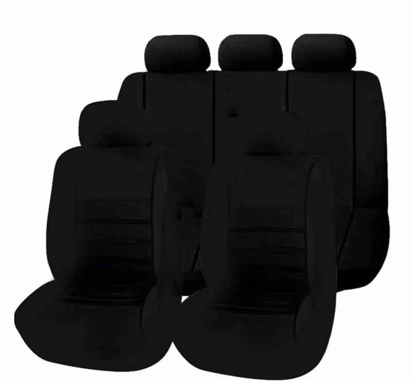 ForGue Auto Sitzbezüge Stoff Set für Mitsubishi Space Star 2.GEN 2.gen 2017-2024, Innenraum Autositzbezüge Seasons Protectors Schonbezüge Sitzschoner Zubehör,D/9pcs Set Black von ForGue