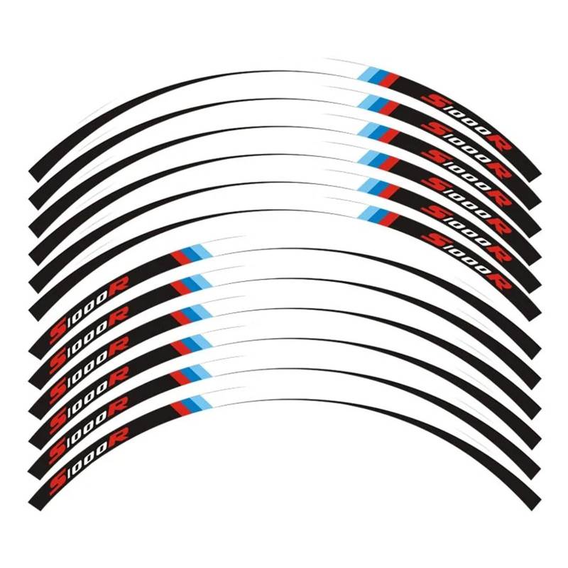 Motorrad-Rad 12 Streifen Motorrad Äußere Rad Hub Reflektierende Aufkleber Moto Zubehör Felge Dekoration Aufkleber Für B&MW Für S1000R Für S1000 R Aufkleber Abziehbild(Multi-colored8) von ForgUe