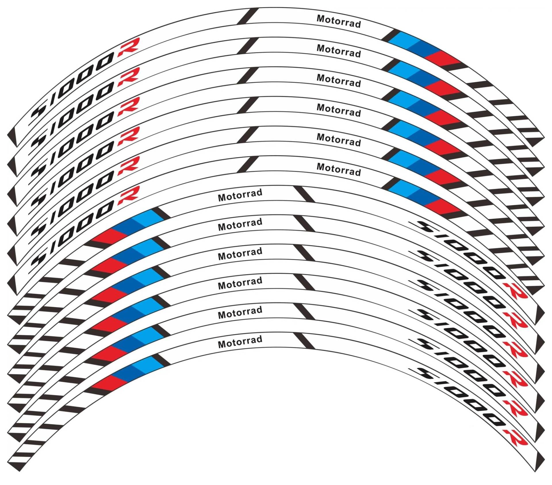 Motorrad-Rad 12 Streifen Motorrad Äußere Rad Hub Reflektierende Aufkleber Moto Zubehör Felge Dekoration Aufkleber Für B&MW Für S1000R Für S1000 R Aufkleber Abziehbild(Multi-colored9) von ForgUe