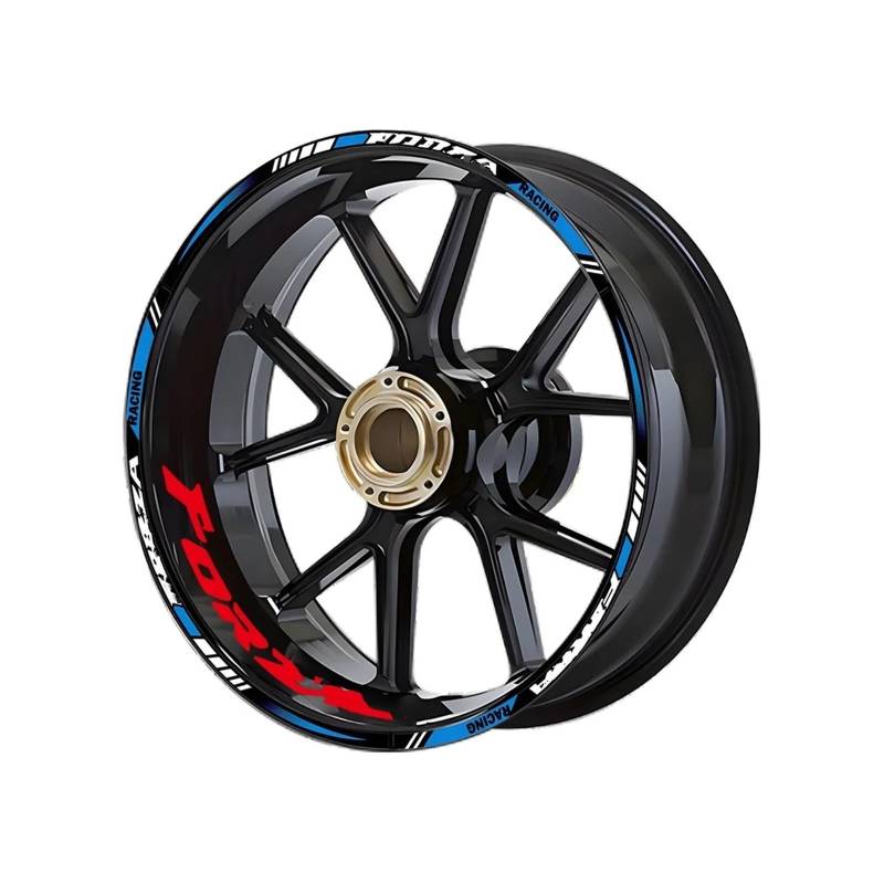 Motorrad-Rad 14 15 Felge Rad Aufkleber Motorrad FÜR Forza125 FÜR Forza250 125 250 300 350 FÜR NSS125 2023 Zubehör Aufkleber Abziehbild(Blue Red) von ForgUe