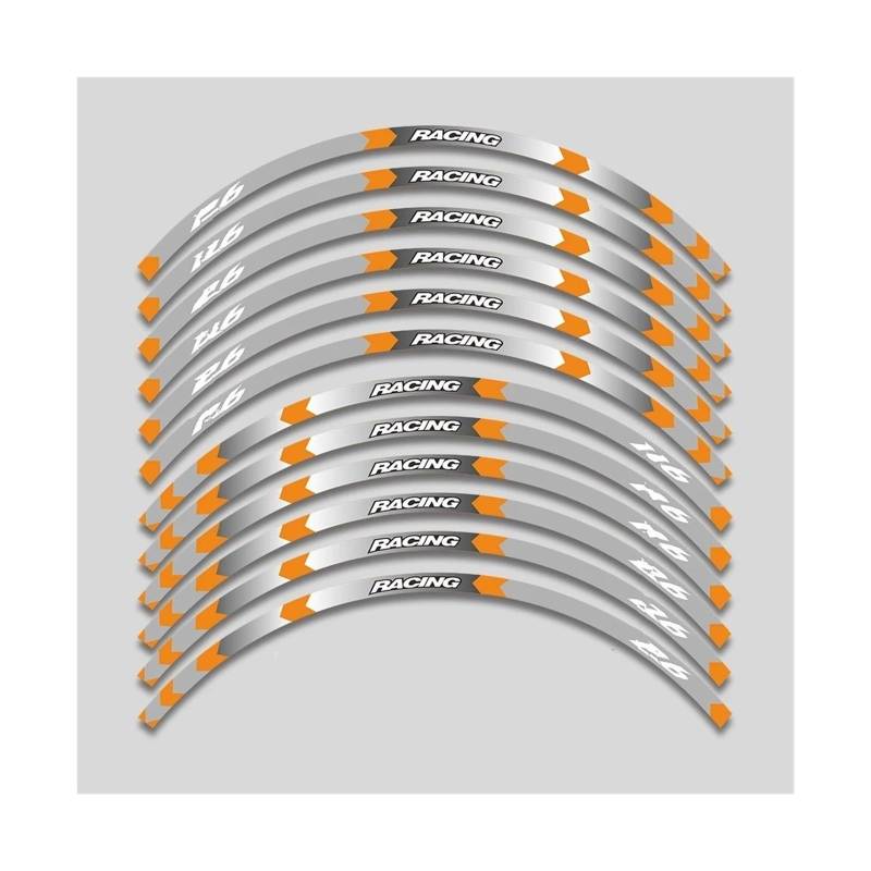 Motorrad-Rad 17-Zoll-Motorrad-Räder-Naben-Aufkleber Für Für YZF R6 Für YZFR6 Reflektierende Streifen Dekorative Aufkleber Klebeband-Set Aufkleber Abziehbild(1 style B Orange16) von ForgUe