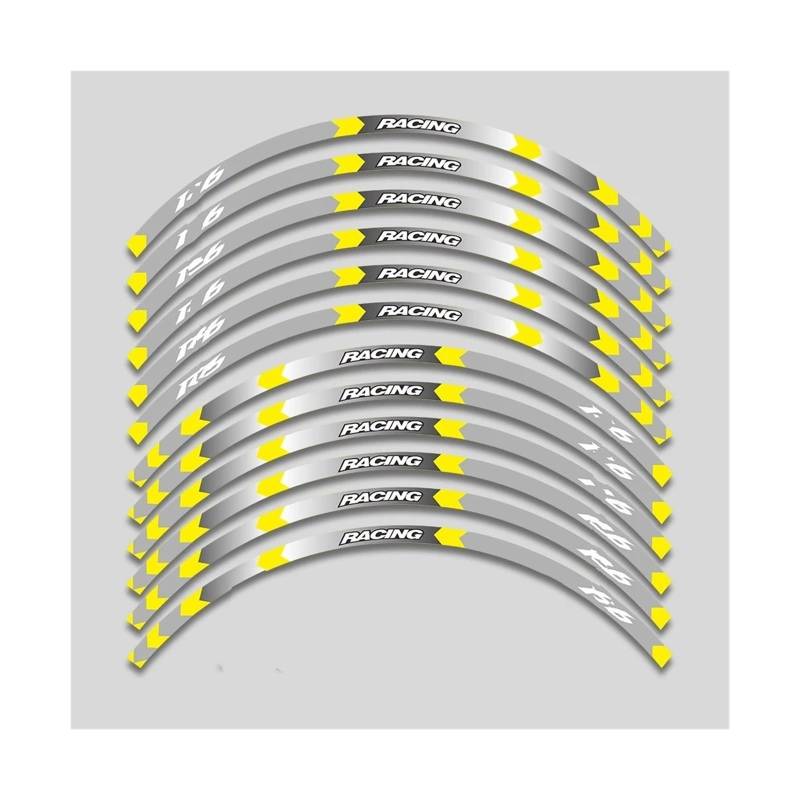 Motorrad-Rad 17-Zoll-Motorrad-Räder-Naben-Aufkleber Für Für YZF R6 Für YZFR6 Reflektierende Streifen Dekorative Aufkleber Klebeband-Set Aufkleber Abziehbild(1 style B Yellow2) von ForgUe