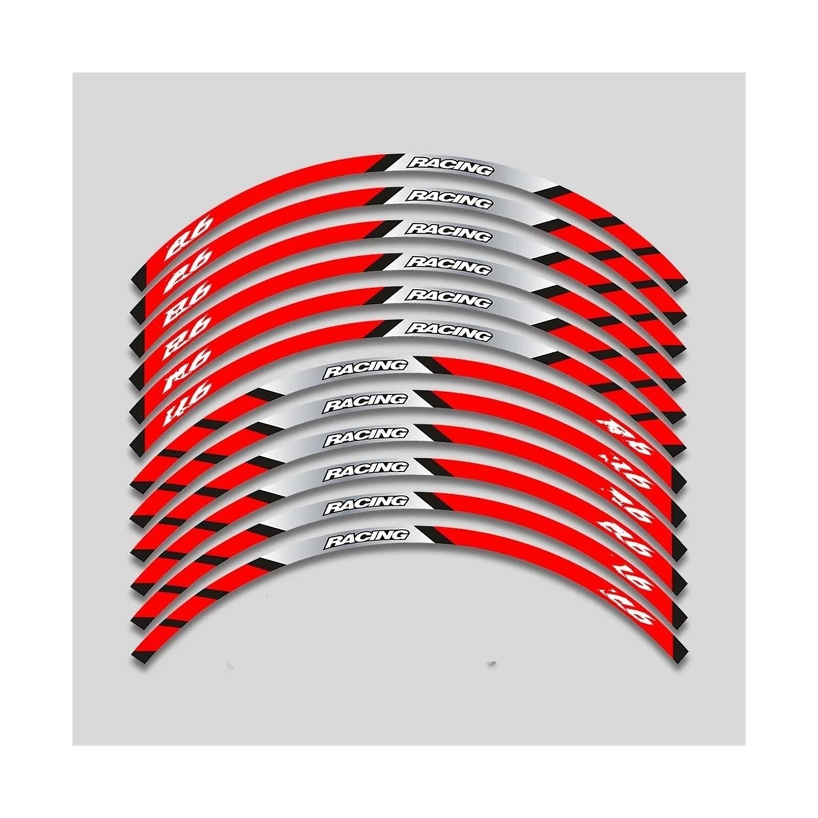 Motorrad-Rad 17-Zoll-Motorrad-Räder-Naben-Aufkleber Für Für YZF R6 Für YZFR6 Reflektierende Streifen Dekorative Aufkleber Klebeband-Set Aufkleber Abziehbild(2 style A Red8) von ForgUe