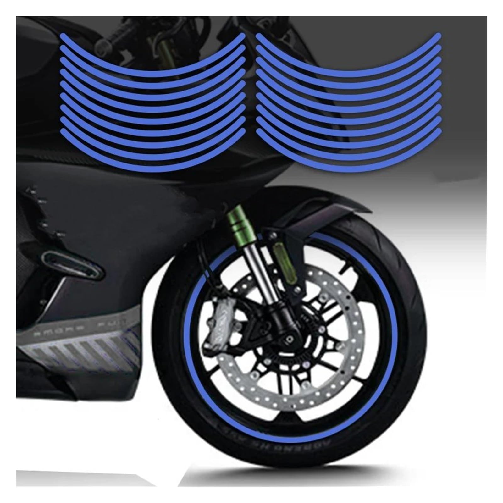 Motorrad-Rad FÜR N&INJA FÜR 400 650 Reflektierende Motorrad Zubehör Rad Aufkleber Hub Decals Felge Streifen Band Aufkleber Abziehbild(Blue) von ForgUe