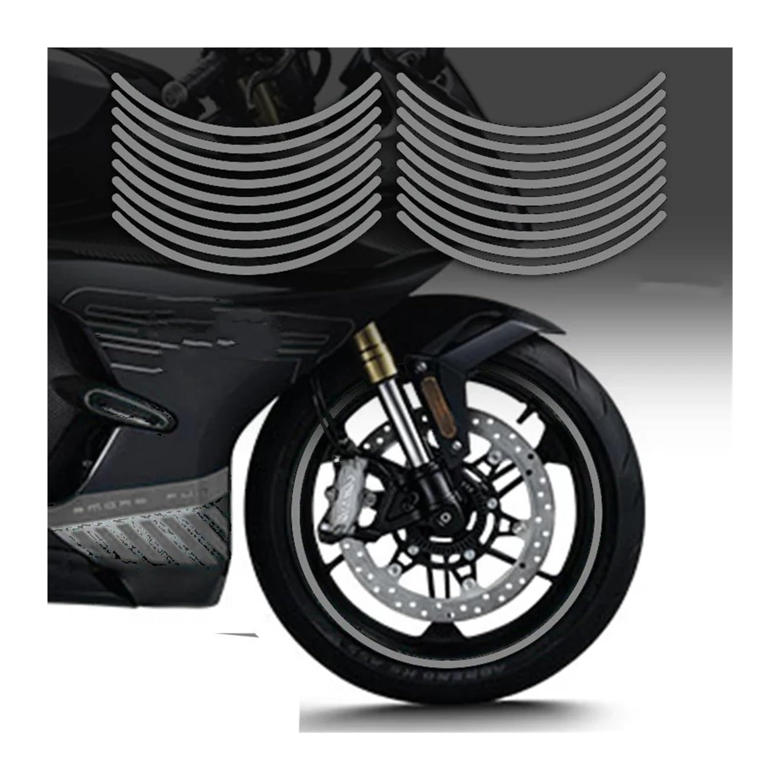 Motorrad-Rad FÜR S&uzuki FÜR GSX250r FÜR GSX250R Reflektierende Motorrad Zubehör Rad Aufkleber Hub Decals Felge Streifen Band Aufkleber Abziehbild(Dark Grey) von ForgUe