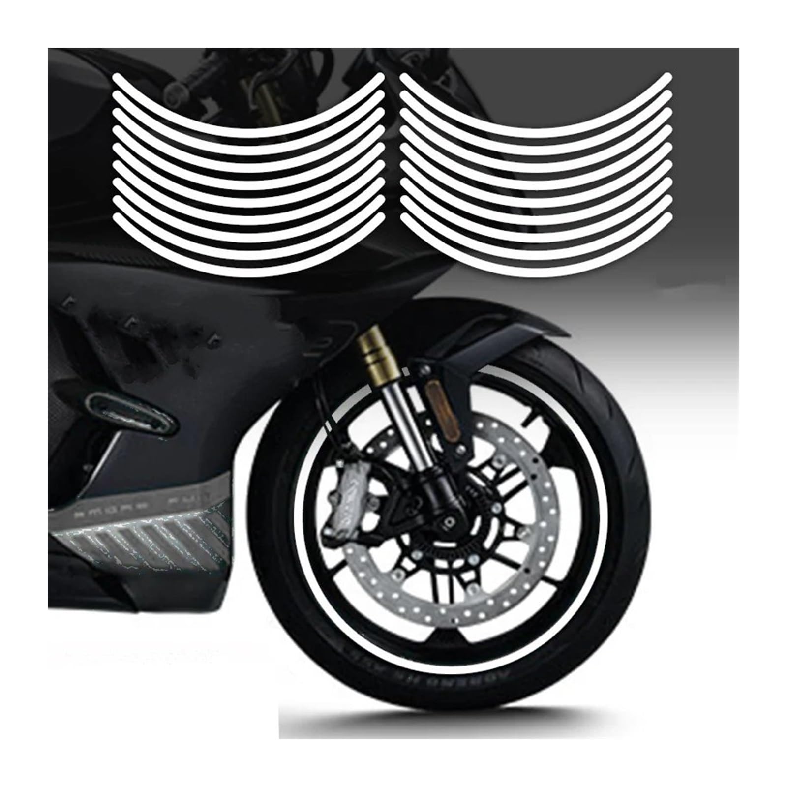 Motorrad-Rad FÜR S&uzuki FÜR GSX250r FÜR GSX250R Reflektierende Motorrad Zubehör Rad Aufkleber Hub Decals Felge Streifen Band Aufkleber Abziehbild(Silver) von ForgUe