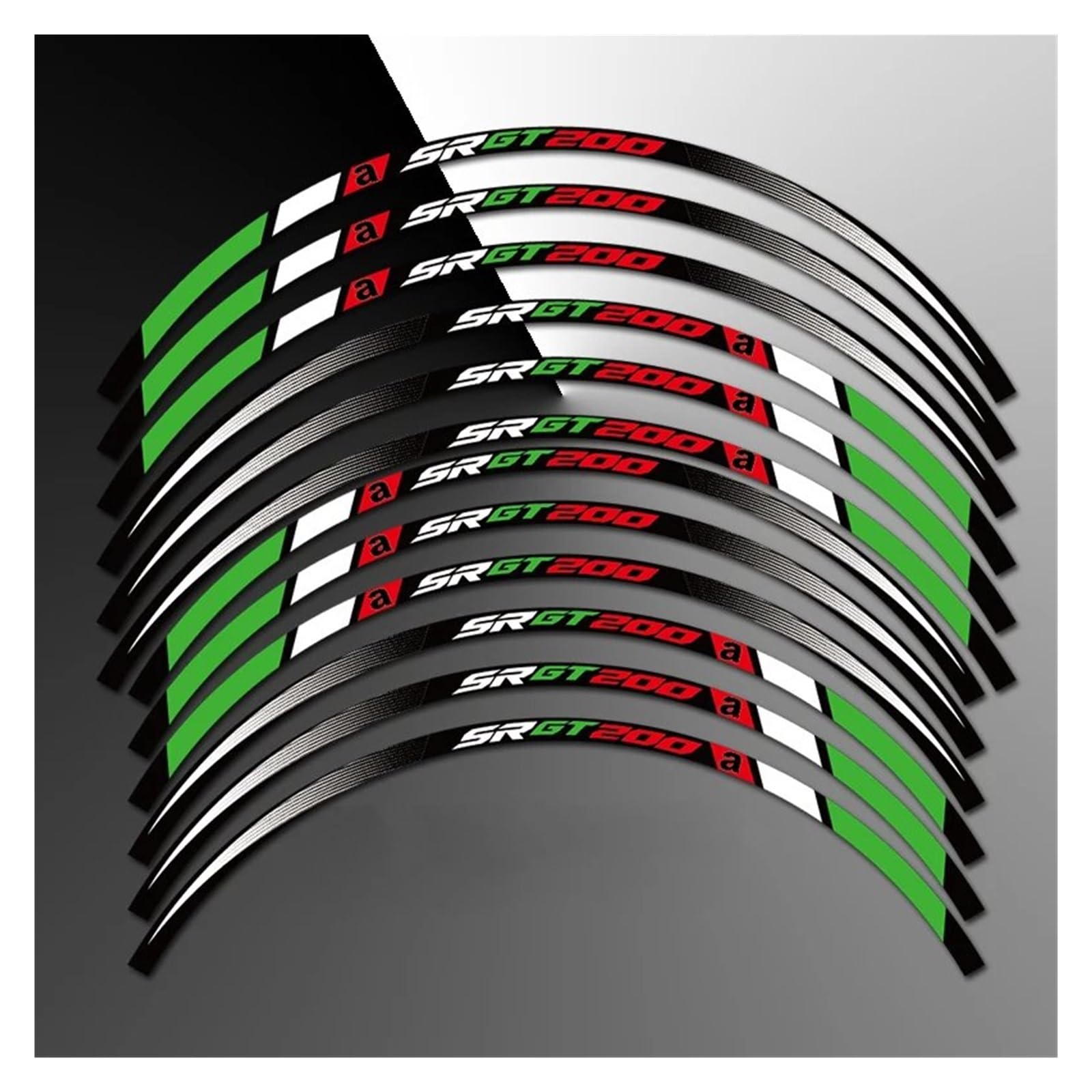 Motorrad-Rad Für A&PRILIA Für SRGT200 Für SR GT 200 Motorrad Felgenaufkleber Reflektierende Nabenstreifen Band Zubehör Wasserdichte Aufkleber Aufkleber Abziehbild(Green) von ForgUe