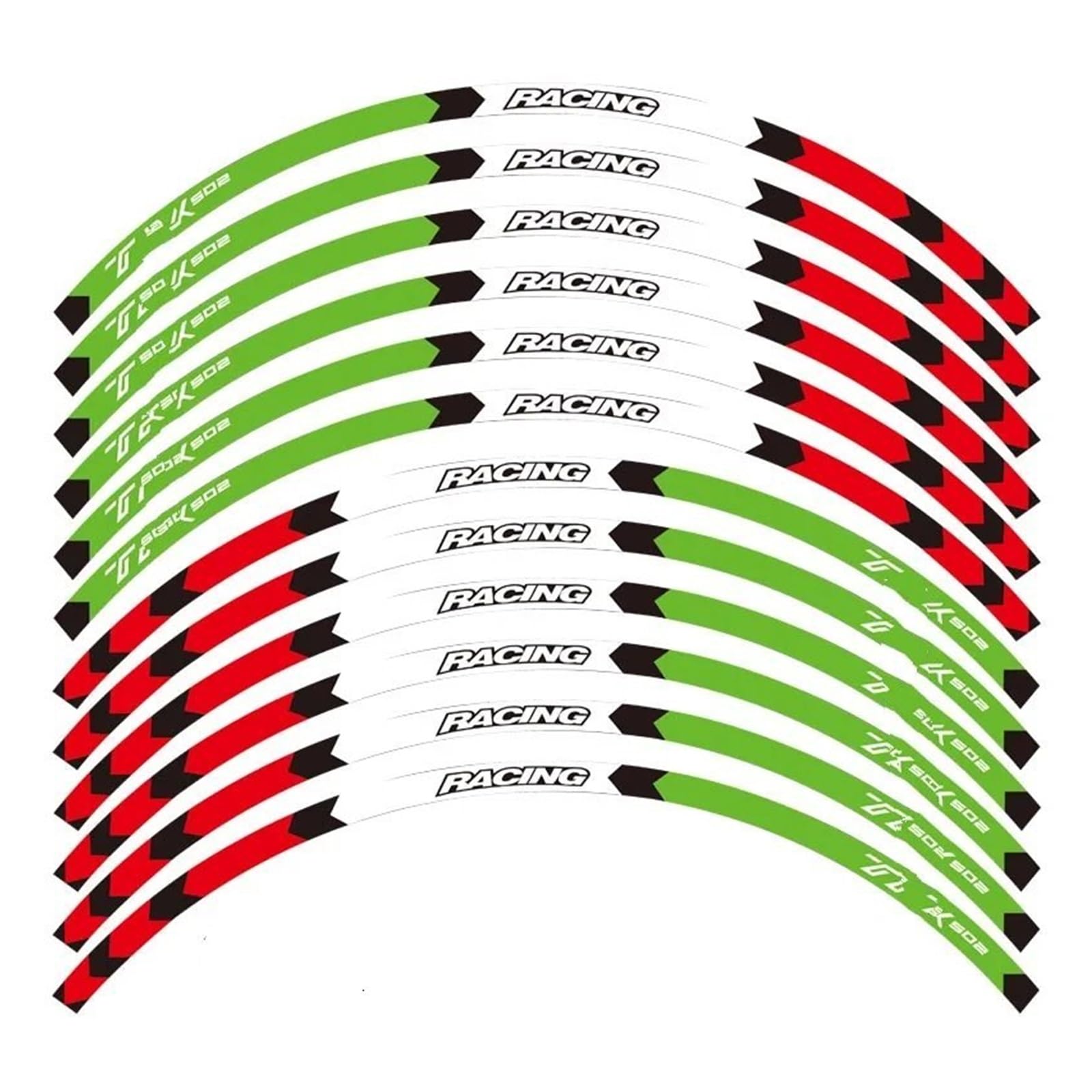 Motorrad-Rad Für B&enelli Für TRK 502 Motorrad Vorne Hinten Äußere Felge Aufkleber Rad Decals Reflektierende Wasserdichte Aufkleber Aufkleber Abziehbild(Green Red white) von ForgUe