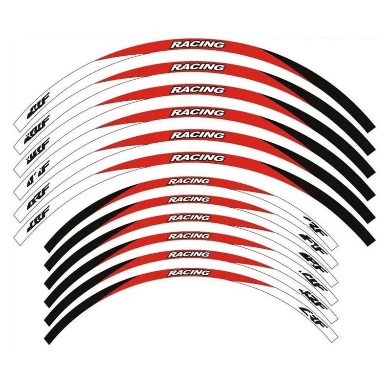 Motorrad-Rad Für CRF450X 2005-2019 2020 2021 2118 Felge Motorrad Zubehör Räder Aufkleber Aufkleber Reflektierende Streifen Set Aufkleber Abziehbild(Red B) von ForgUe