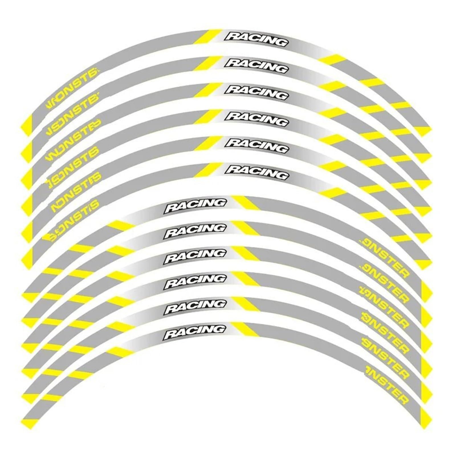 Motorrad-Rad Für D&UCATI Für MONSTER 695 696 796 1100 Für 1100S Vorder- Und Hinterräder Äußere Felge Aufkleber Reflektierende Streifen Rad Decals Aufkleber Abziehbild(B Yellow) von ForgUe