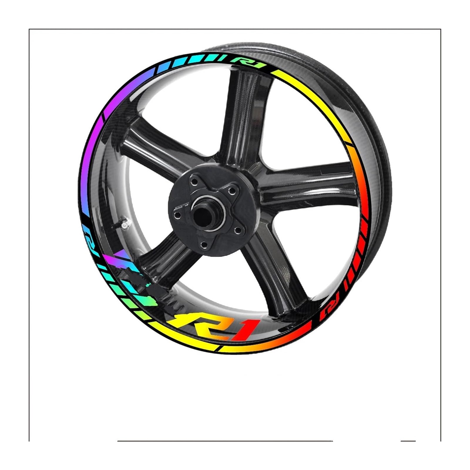 Motorrad-Rad Für Für R1 Motorrad Radaufkleber Felgenaufkleber Für Yzf Für R1 Set Aufkleber Abziehbild(Laser rainbow) von ForgUe