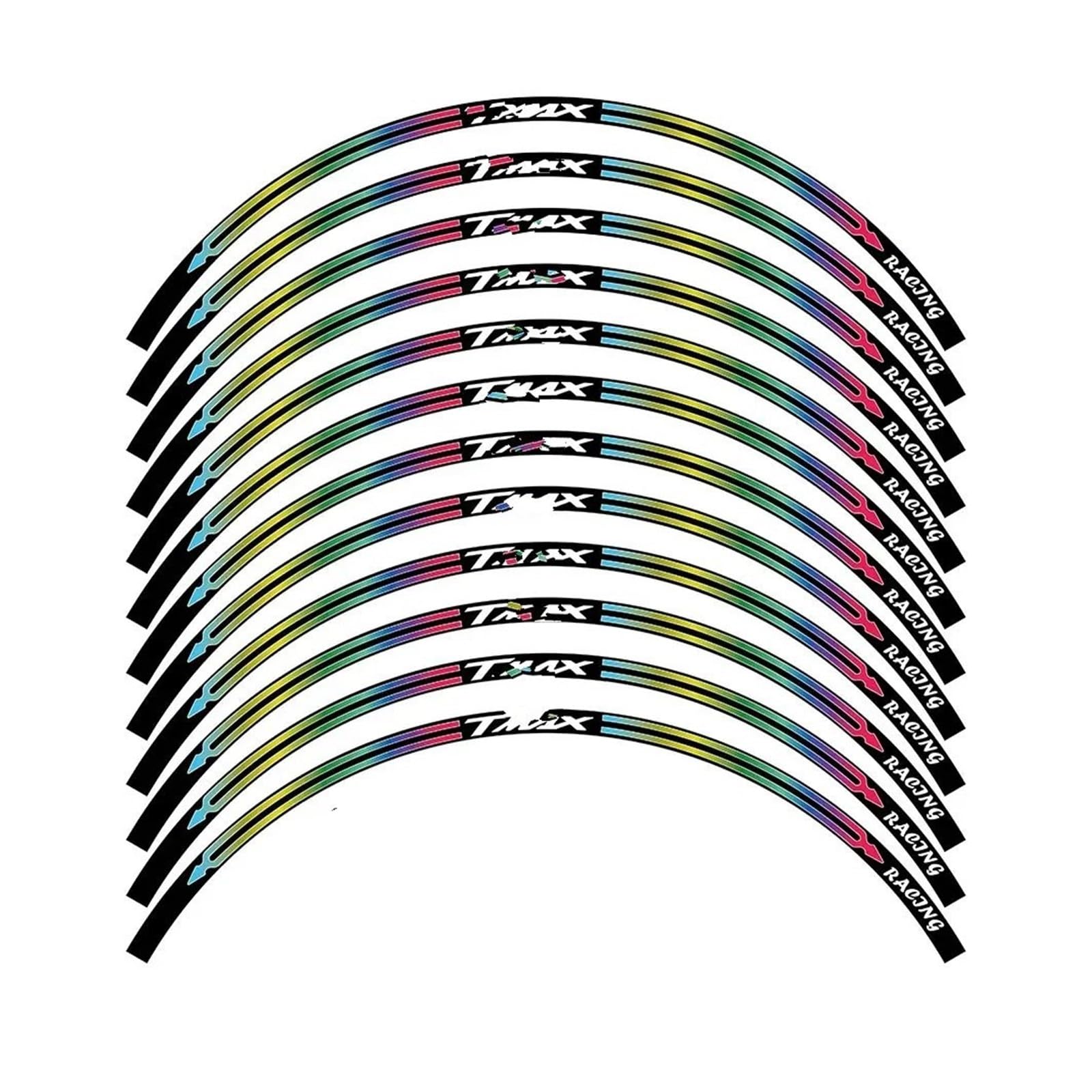 Motorrad-Rad Für Für T&MAX 530 500 56 15 Reflektierende Motorradfelgenaufkleber Nabenstreifen Klebeband Aufkleber Zubehör Aufkleber Abziehbild(2 Multi-colored) von ForgUe