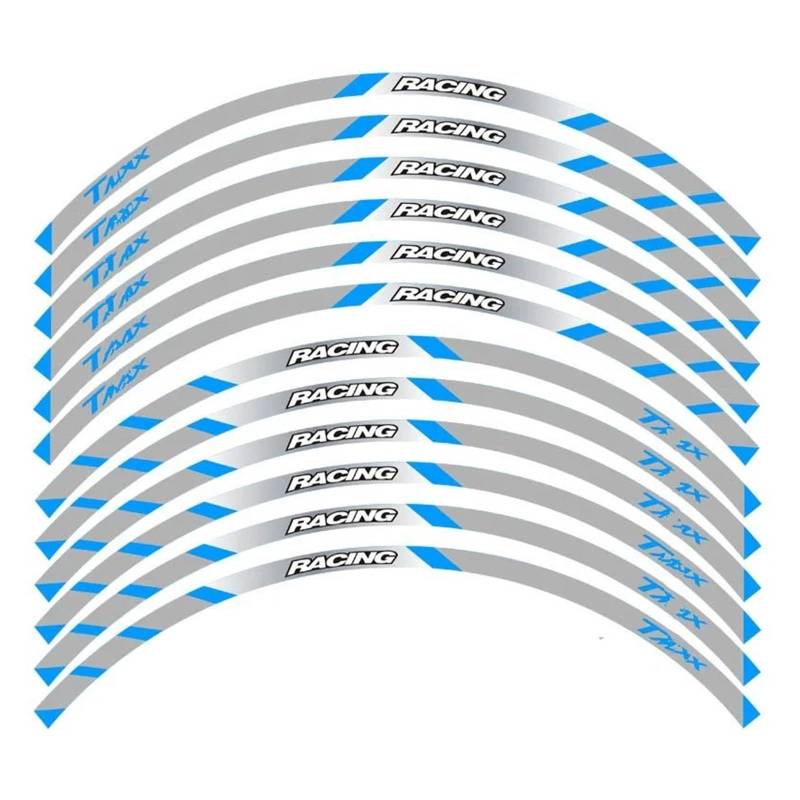 Motorrad-Rad Für Ya&maha Für T&MAX Motorrad Vorne Und Hinten Räder Äußere Felge Aufkleber Reflektierende Streifen Rad Decals Aufkleber Abziehbild(B Blue) von ForgUe