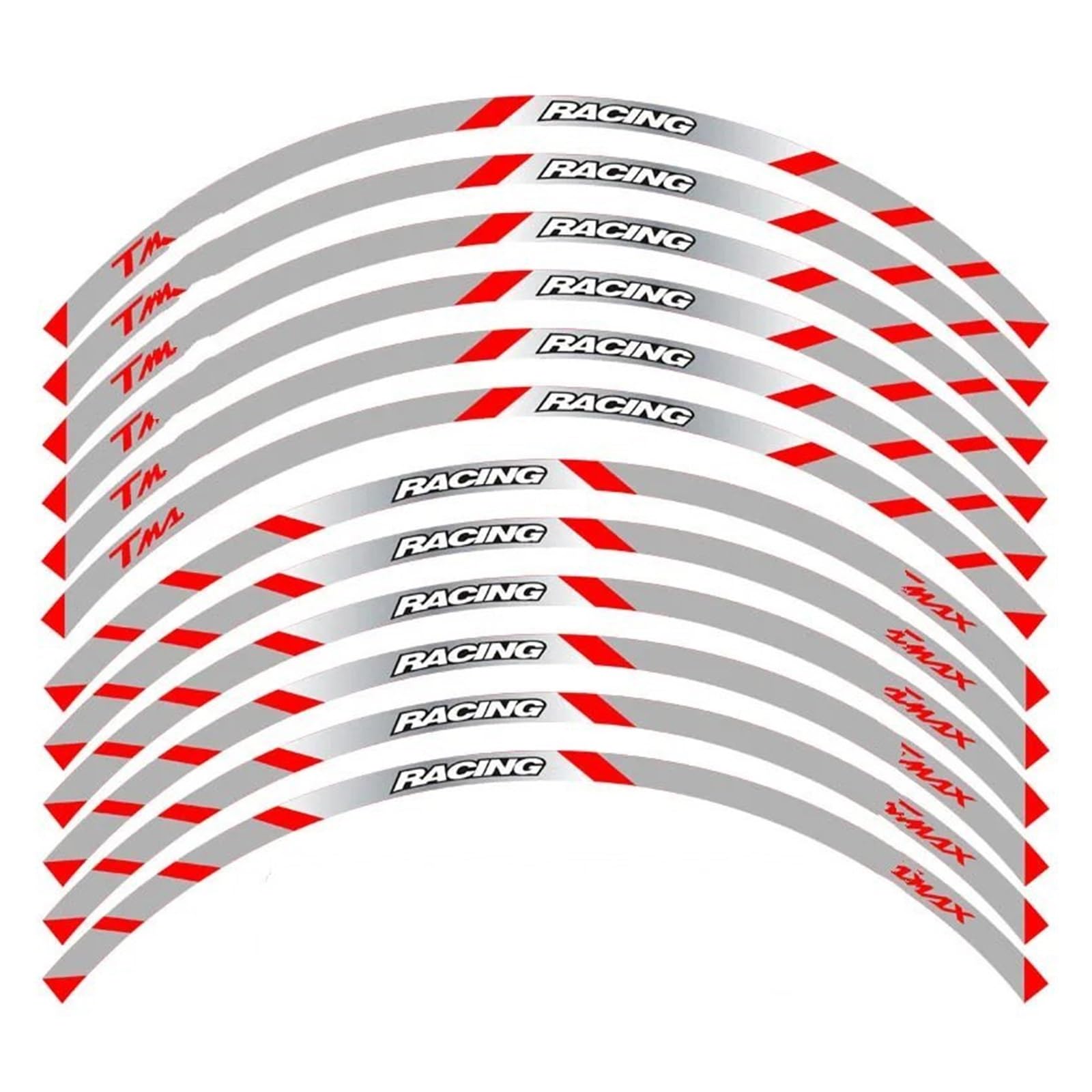 Motorrad-Rad Für Ya&maha Für T&MAX Motorrad Vorne Und Hinten Räder Äußere Felge Aufkleber Reflektierende Streifen Rad Decals Aufkleber Abziehbild(B Red) von ForgUe