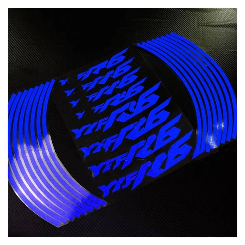 Motorrad-Rad Für Ya&maha Für YZF R1 Für R3 Für YZFR3 Felgen Aufkleber Räder Reflektierende Aufkleber Streifen Wasserdicht 17 Zoll 8 X Iner Aufkleber Abziehbild(9R6 Reflective Blue) von ForgUe