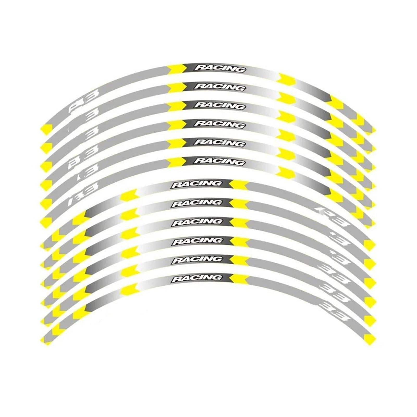 Motorrad-Rad Für Ya&maha Für YZF R3 Motorrad 17 Zoll Radaufkleber Reflektierende Aufkleber Felgenstreifen Motorrad Aufkleber Abziehbild(B Yellow) von ForgUe