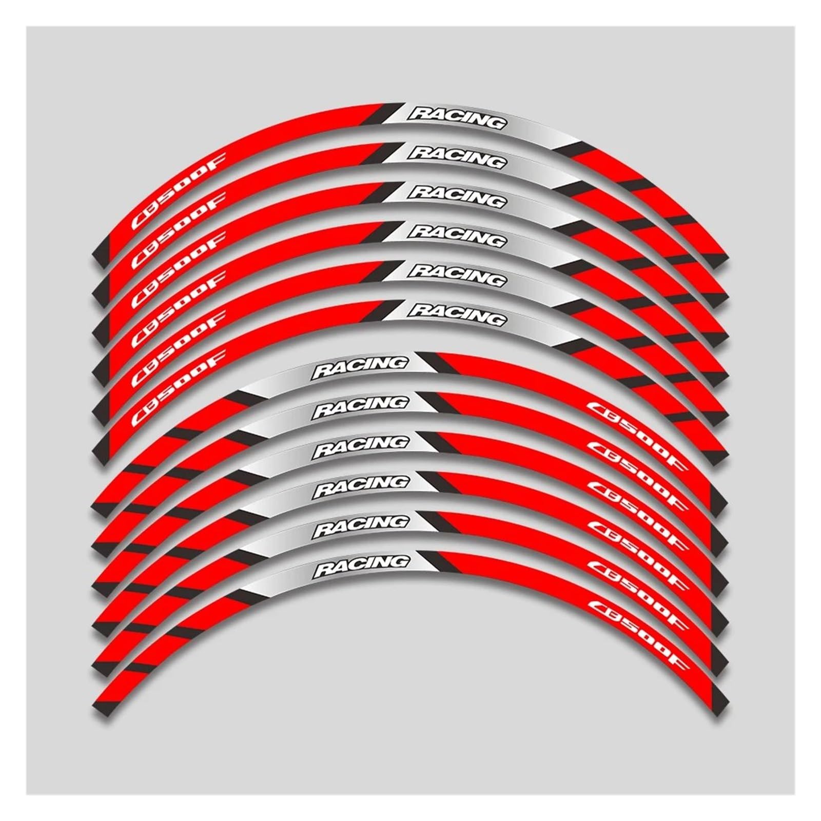 Motorrad-Rad Motorrad-Vorder-Und Hinterräder Äußerer Felgenstreifen Klebeband, Reflektierende Streifen Radaufkleber Für CB500F Alle Baujahre Aufkleber Abziehbild(A Red-12pcs) von ForgUe