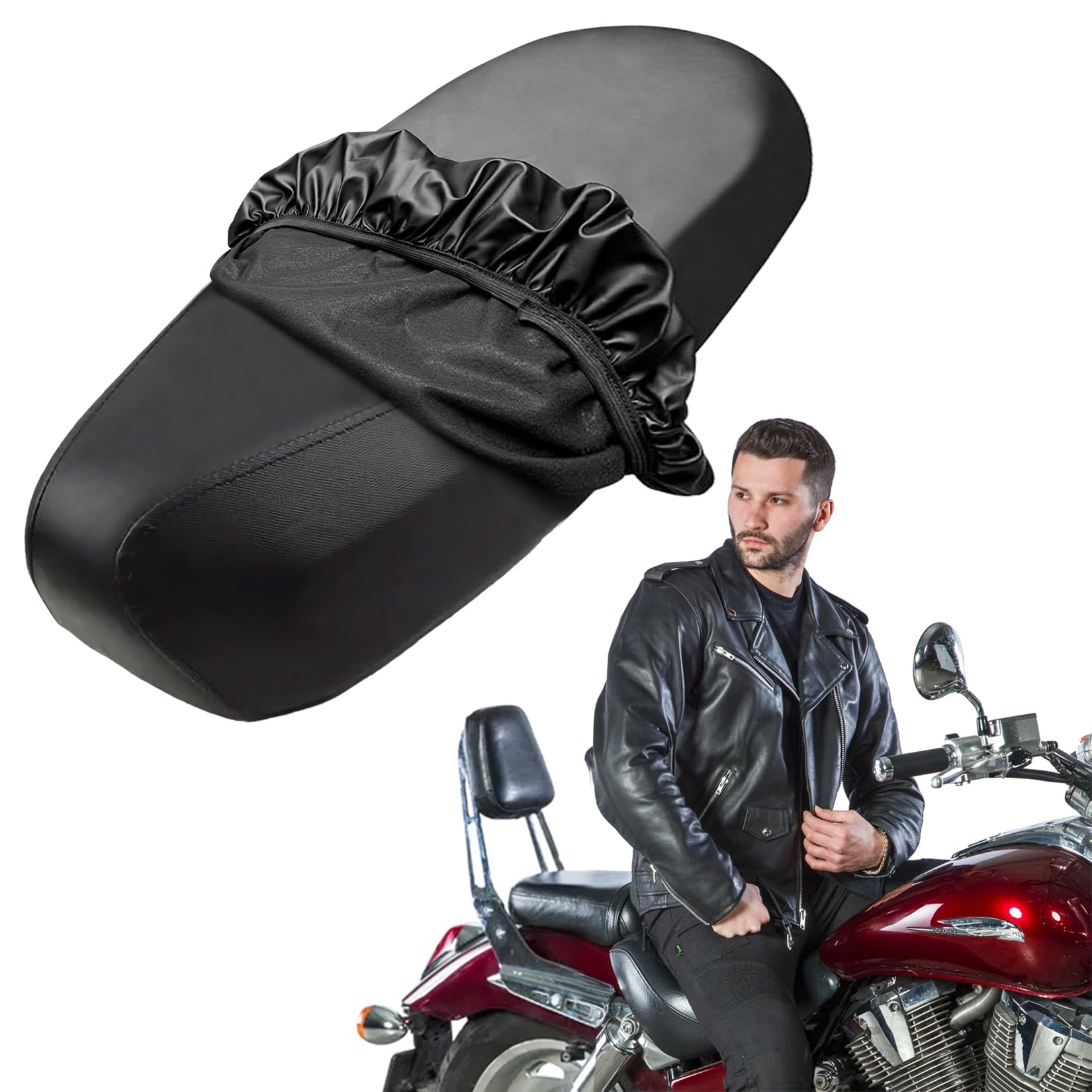 Forhandy Motorrad Sitzbezug Universal, 2 Stück Motorrad Sitzabdeckung Kissen Wasserdichter Motorroller Zubehör, Motorrad Sonnenschutz Sitzbezug mit Gummiband von Forhandy