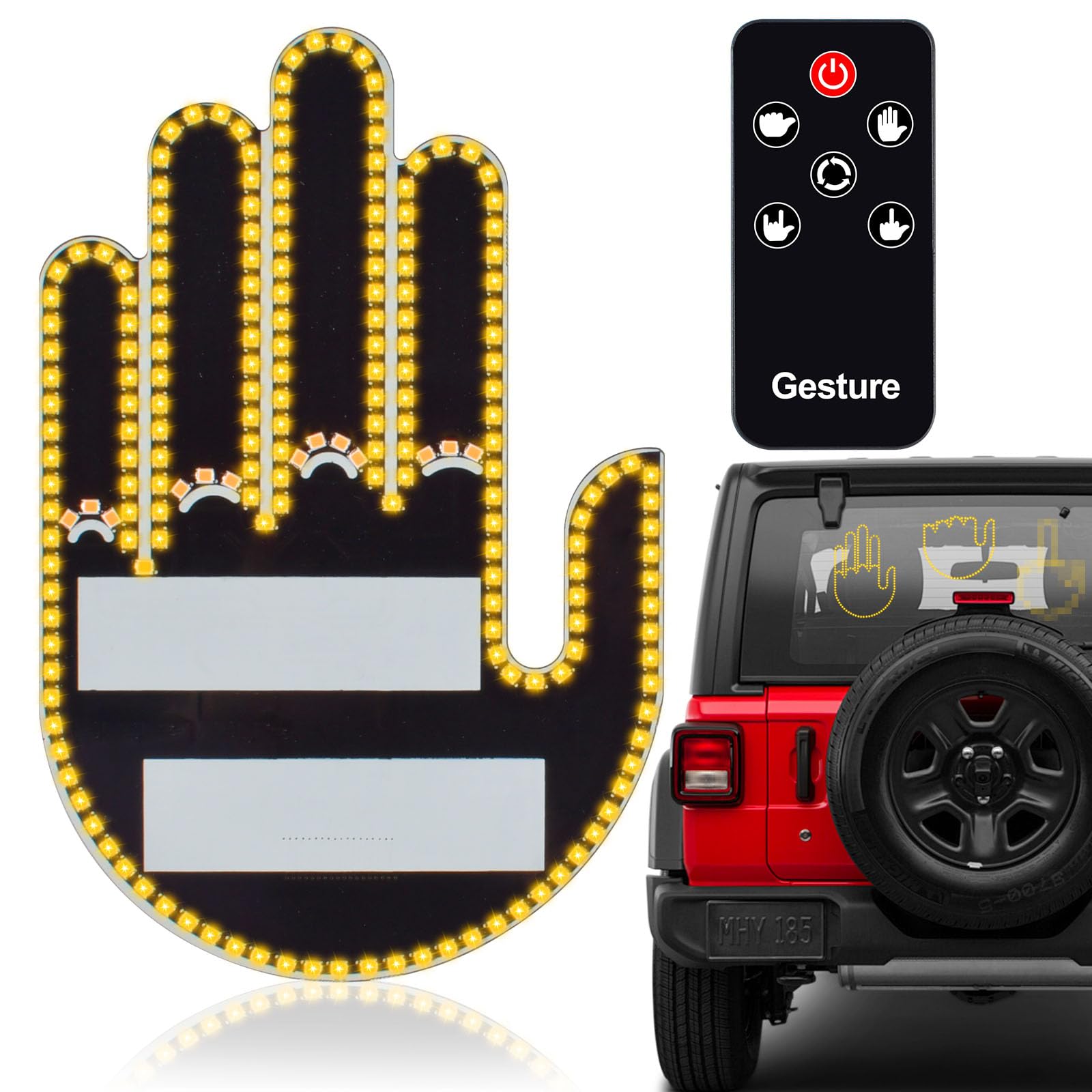 Fingerlicht Auto,LED Finger Lights for Car,Lustiges licht für Auto,Led Hand Auto LED Schilder,LED Auto hinten Fenster Zeichen,Wacky Funny Multi-Functional Warning Lights Rear Luggage von Forhome