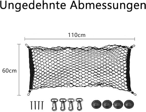 Gepäcknetz Auto Forhome Kofferraum Netz Gepäcknetz Wohnmobil Auto Kofferraumnetz Elastisch Kofferraumnetz Mit 4 Hanken 110cm x 60cm Für Universal Meisten Arten Von Fahrzeugen von Forhome