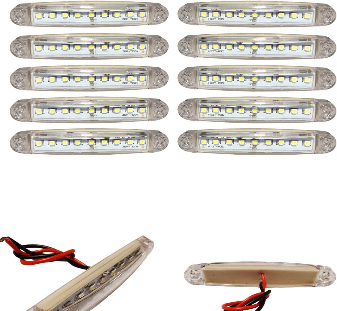 10x 9 SMD LED Begrenzungsleuchten Weiß 12V 24V Positionsleuchten LKW Anhänger von Formplas