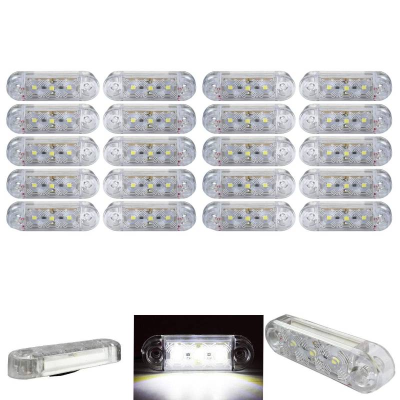 20x 3 SMD LED Begrenzungsleuchten Weiß 12V 24V Positionsleuchten LKW Anhänger von Formplas