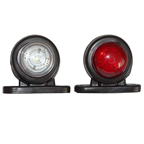 2x LED Leuchten 12V 24V Volt Positionsleuchten LED, Begrenzungsleuchten, 2x LED, Aus robustem Gummi und Kunststoff, Vorverkabelt, Farben: Weiß und Rot, Anhänger Beleuchtung Set LED E-Prüfzeichen von Formplas