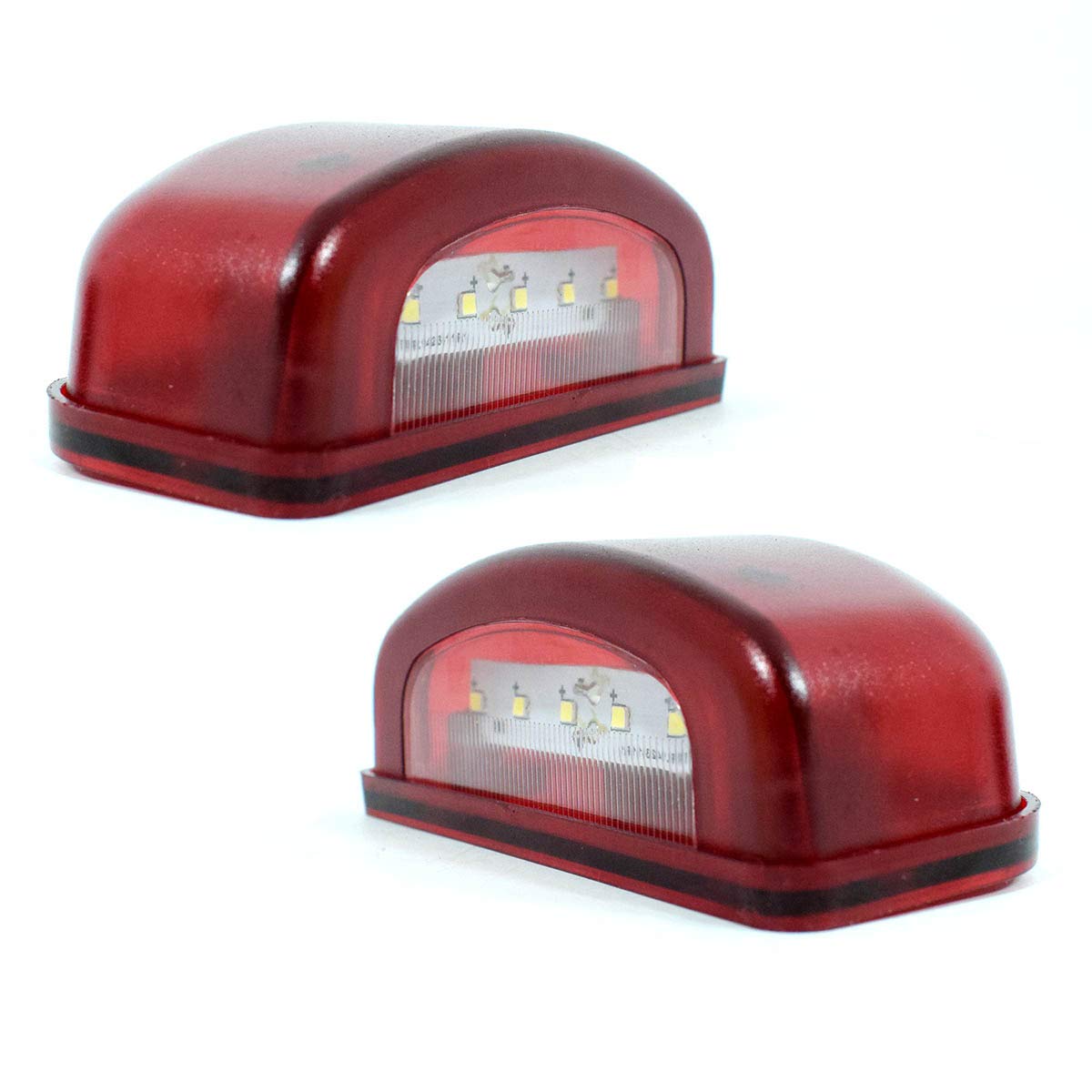 2x Rot Weiss LKW PKW 12V/24V LED Kennzeichenbeleuchtung Nummernschild Beleuchtung Lampe Leuchte Licht Anhänger Wohnmobil Wohnwagen Bus von Formplas