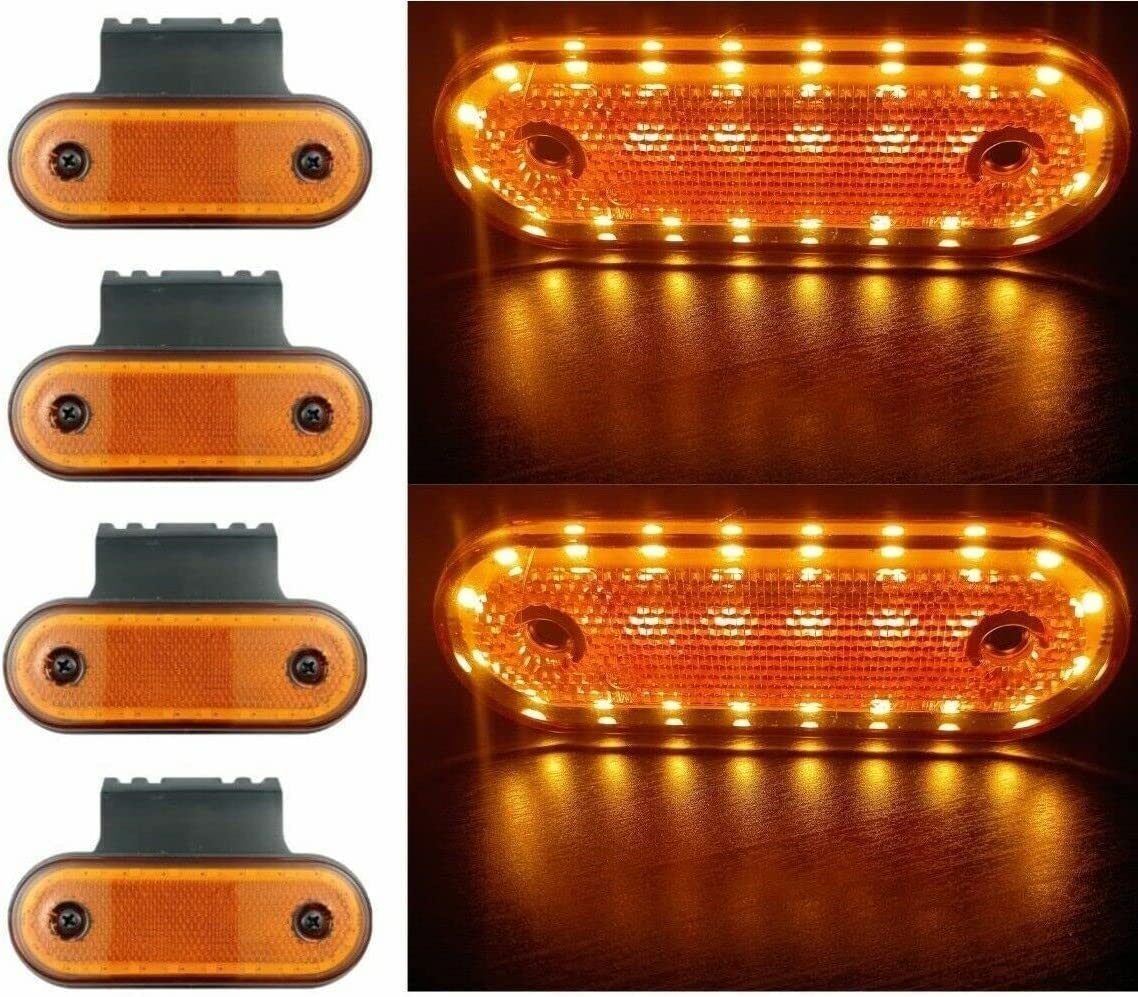 Formplas 4 x LED Begrenzungsleuchten 12v 24volt Positionsleuchten Anhänger Wohnwagen PKW LKW Orange Gelb E9 von Formplas