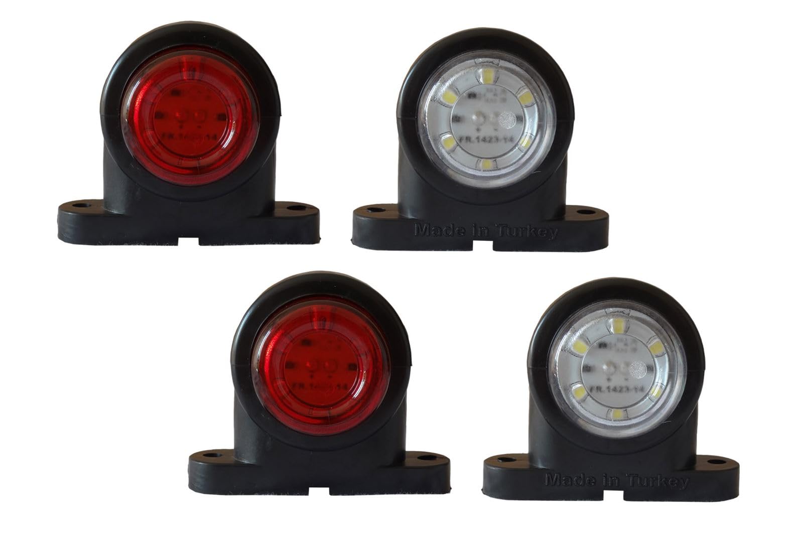 LED Leuchten E-Prüfzeichen, 12V 24V Volt Positionsleuchten LED, Begrenzungsleuchten, 4x LED, Aus robustem Gummi und Kunststoff, Vorverkabelt, Farben: Weiß und Rot, Anhänger Beleuchtung Set LED von Formplas