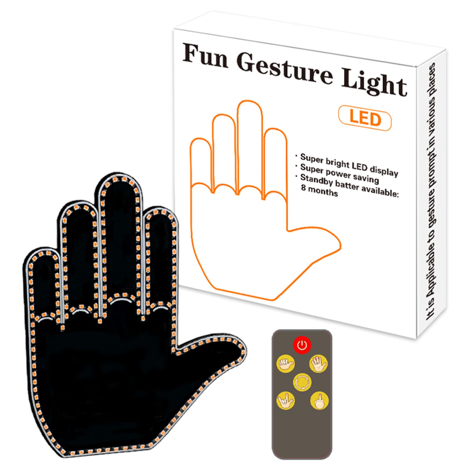 Auto LED Finger Licht Hand Geste Zeichen mit Fernbedienung lustiges Auto Fenster Zubehör für Männer Frauen Kfz LKW Fahrer (Finger Licht) von Forrader
