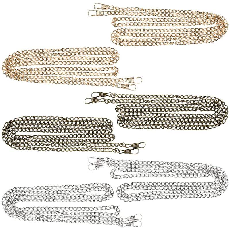 Forreen Taschenkette, 6 Stück 120cm Kette Trageriemen Metall Ersatz Schulterriemen DIY Eisen Kettenriemen Abnehmbare Handtaschenkette für Tasche Handtasche Umhängetasche Geldbörse,3 Farben von Forreen