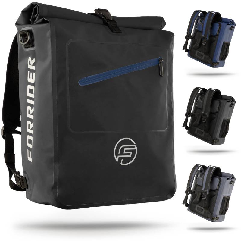 Forrider 3in1 Fahrradtasche für Gepäckträger mit Rucksack Wasserdicht 27L I Gepäckträgertasche Reflektierend I Sattel Tasche fürs Fahrrad von Forrider