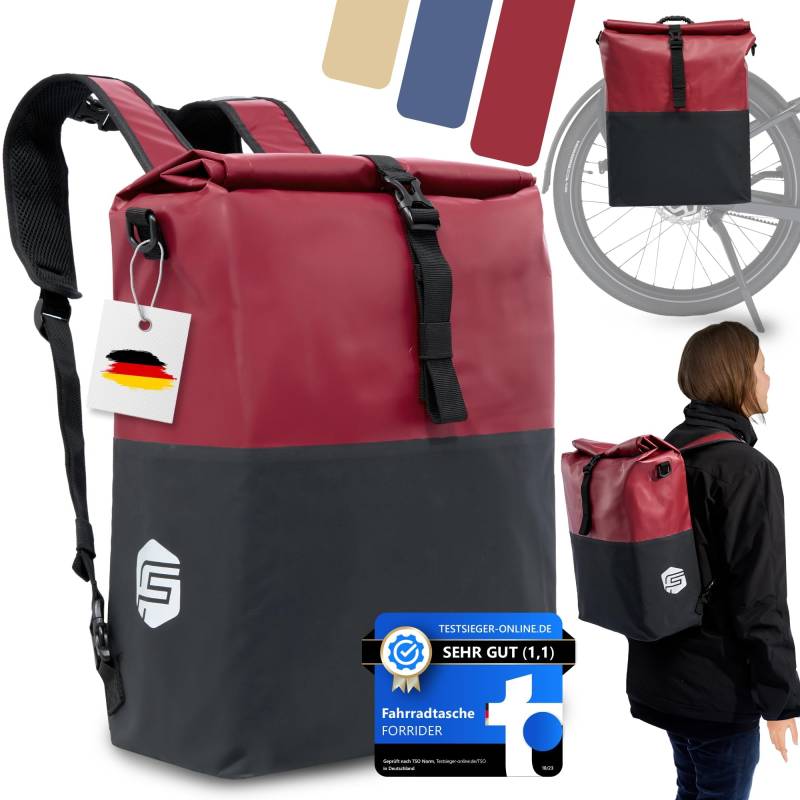 Forrider 3in1 Fahrradtasche für Gepäckträger mit Rucksack Wasserdicht 27L I Gepäckträgertasche Reflektierend I Sattel Tasche fürs Fahrrad von Forrider