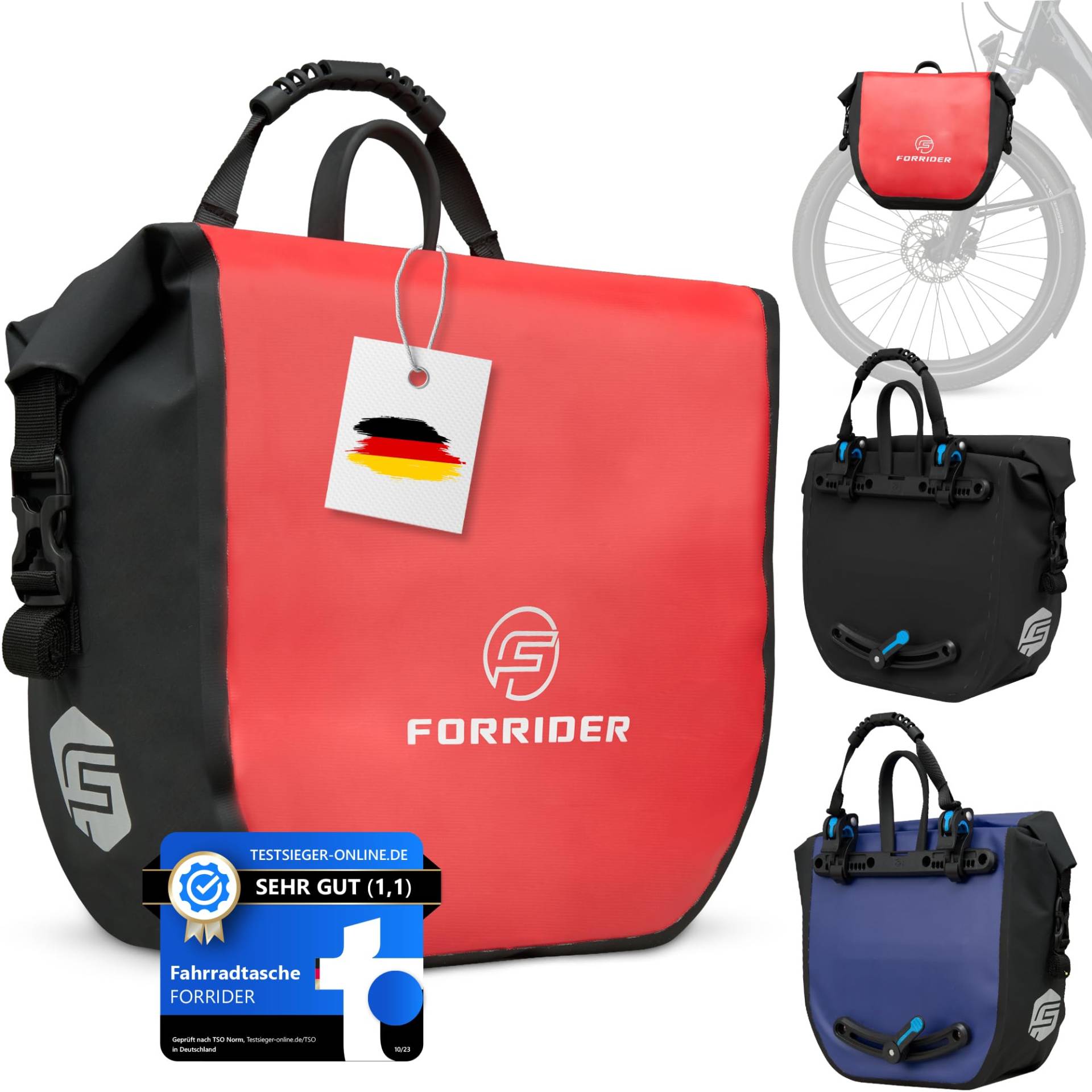 Forrider Fahrradtasche Vorne Wasserdicht [14 L] - Auch für Gepäckträger, Front Rack, Fahrrad Tasche [Neuheit 2024] von Forrider