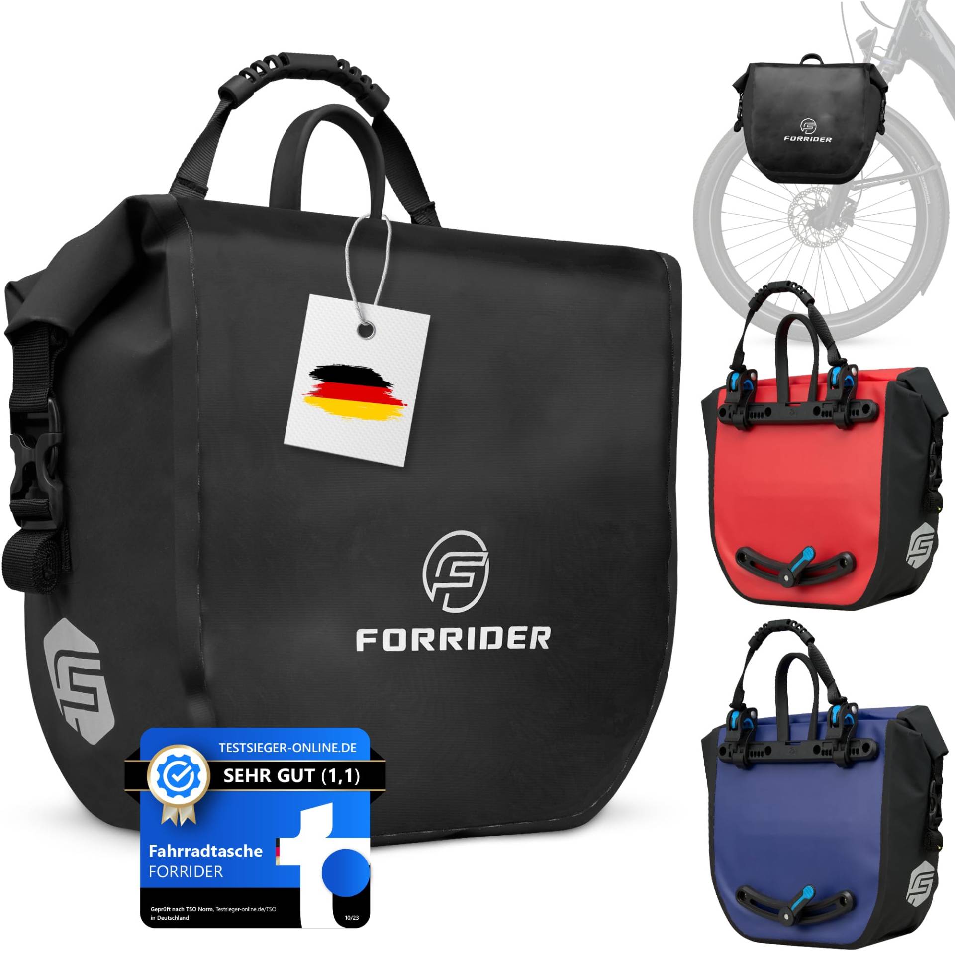 Forrider Fahrradtasche Vorne Wasserdicht [14 L] - Auch für Gepäckträger, Front Rack, Fahrrad Tasche [Neuheit 2024] von Forrider